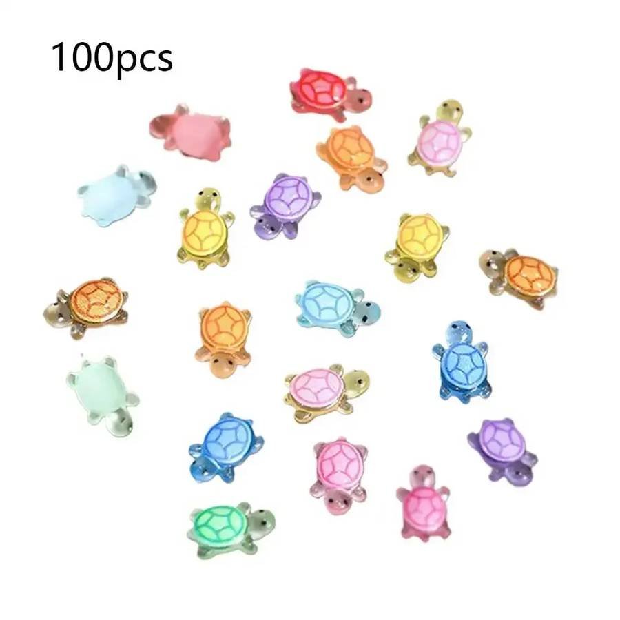100Pcs Mini Resin Turtles Glow in The Night Turtle Miniature