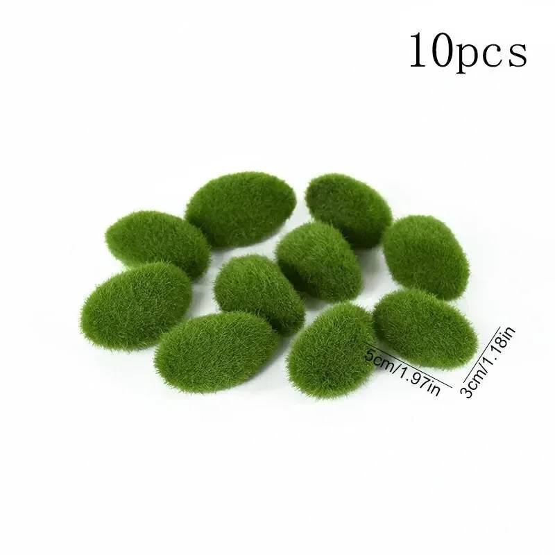 10Pcs Simulation Moss Stone Artificial Moss Rocks Ball Fake 