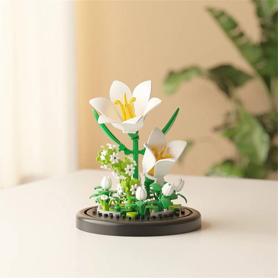 Eternal Flower Bouquet Bonsai Potted Plant Micro Building Bl