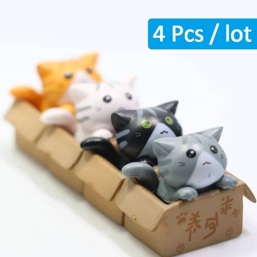 Kawaii Mini Cat Ornament Garden Kitten Statue Gift for Child
